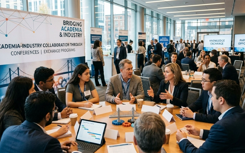 Academia-industry collaboration workshop at a partnership conference.